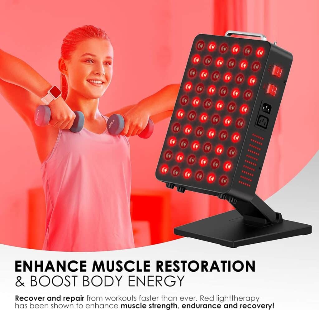 Allisable Red Light Therapy Tabletop Device, 660nm and 850nm Red and Near Infrared, Adjustable Stand, Clinical Grade for Energy, Pain, Skin, Recovery