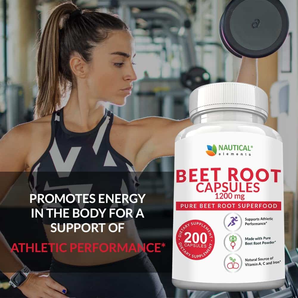 Beet Root Capsules - 1200mg Per Serving - 200 Beet Root Powder Capsules - Beetroot Powder Supports Blood Pressure, Athletic Performance, Digestive, Immune System (Pure, Non-GMO  Gluten Free