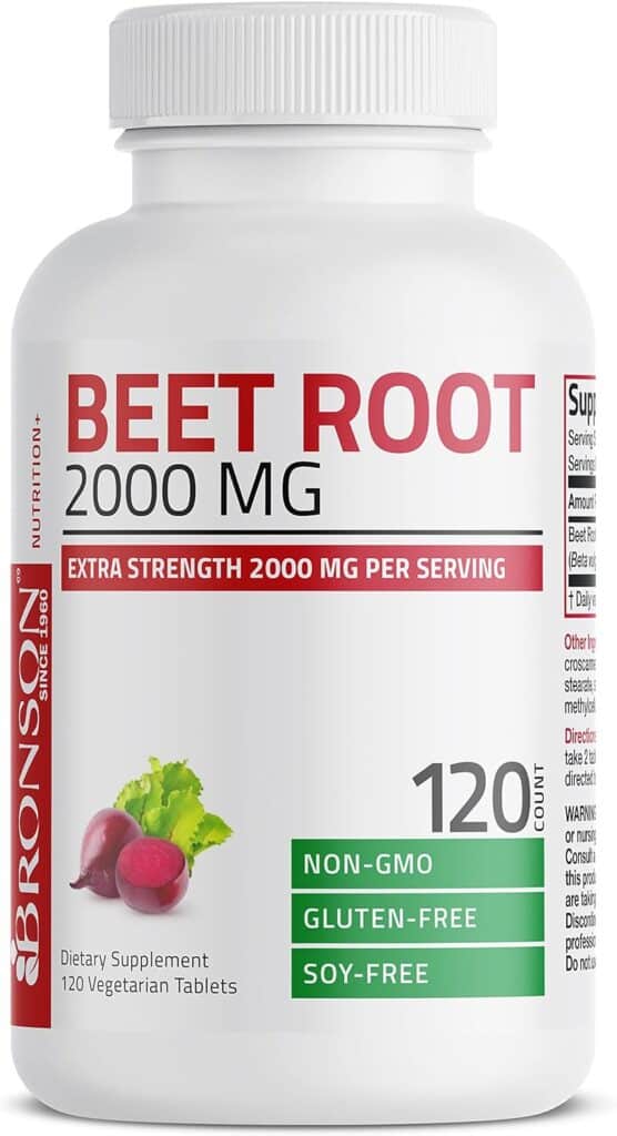 Bronson Beet Root 2000mg Extra Strength 2000mg Per Serving Non-GMO, 120 Vegetarian Tablets