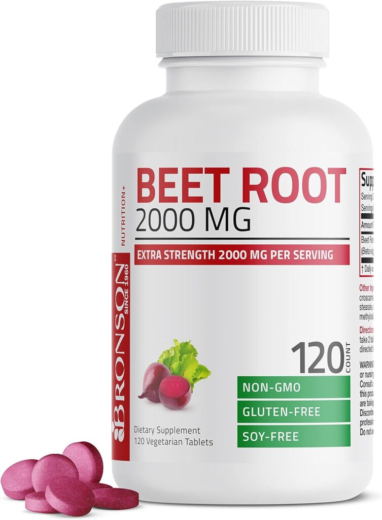 Bronson Beet Root 2000mg Extra Strength 2000mg Per Serving Non-GMO, 120 Vegetarian Tablets