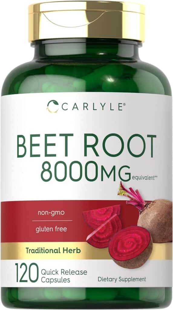 Carlyle Beet Root Capsules | 8000 mg | 120 Count | Non-GMO and Gluten Free Supplement