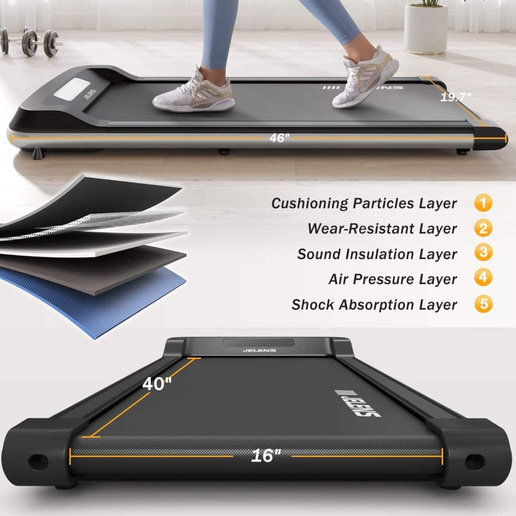 JELENS Walking Pad 2 in 1 Treadmill for Walking and Jogging, Under Desk Treadmill for Home Office with Remote Control, 2.5HP Walking Pad Treadmill, Desk Treadmill in LED Display