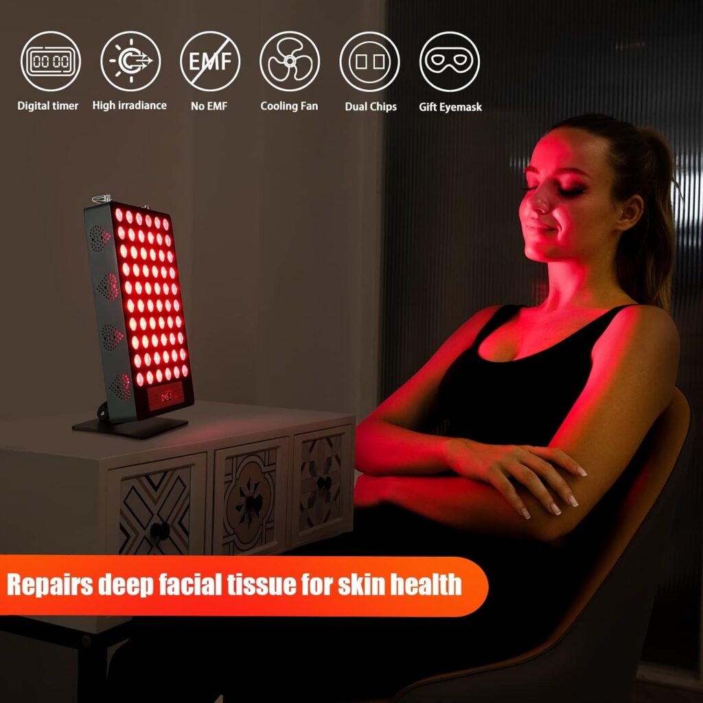 Red Light Therapy Device, Red 660nm  Near Infrared 850nm Infrared Light Therapy for Body, Light Therapy Panels with Adjustable Stand, 60pcs Dual Chips LEDs for Recovery and Skin Health.