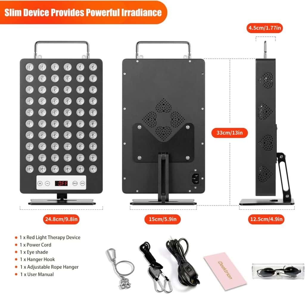 Red Light Therapy Device, Red 660nm  Near Infrared 850nm Infrared Light Therapy for Body, Light Therapy Panels with Adjustable Stand, 60pcs Dual Chips LEDs for Recovery and Skin Health.