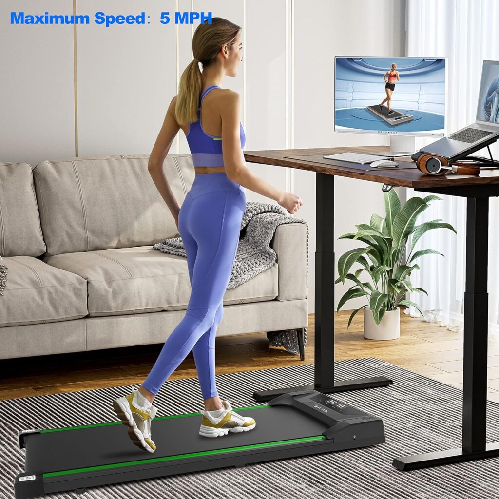 Under Desk Treadmill Walking Pad 2 in 1 Walkstation Jogging Running Portable Installation Free for Home Office Use, Slim Flat LED Display and Remote Control