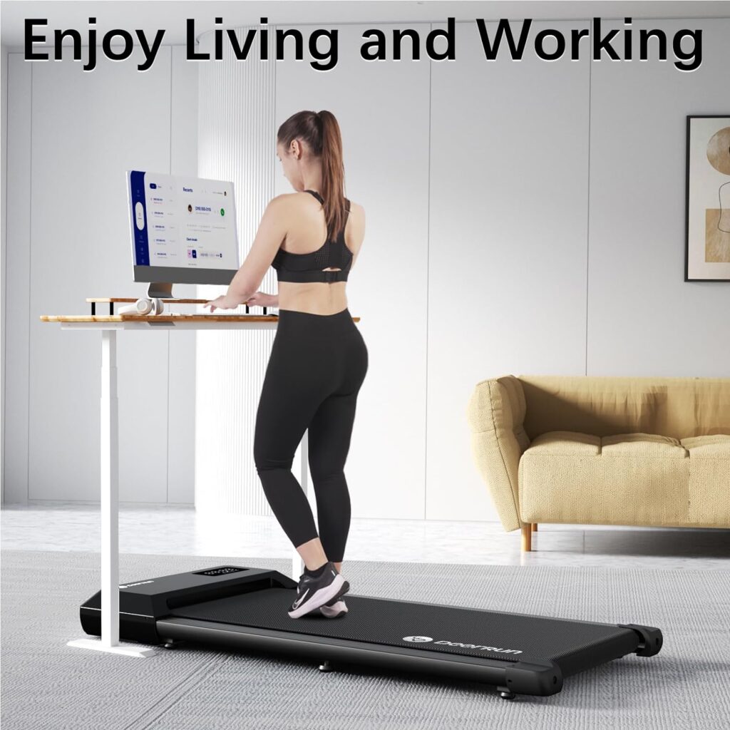 Walking Pad 2 in 1 Under Desk Treadmill, 2.5HP Low Noise Walking Pad Running Jogging Machine with Remote Control for Home Office, Lightweight Portable Desk Treadmill Installation Free